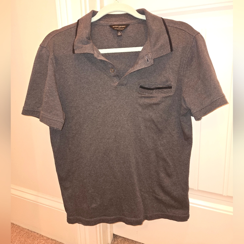 πMENS BANANA REPUBLIC π GRAY POLO SHIRT SIZE SMALL